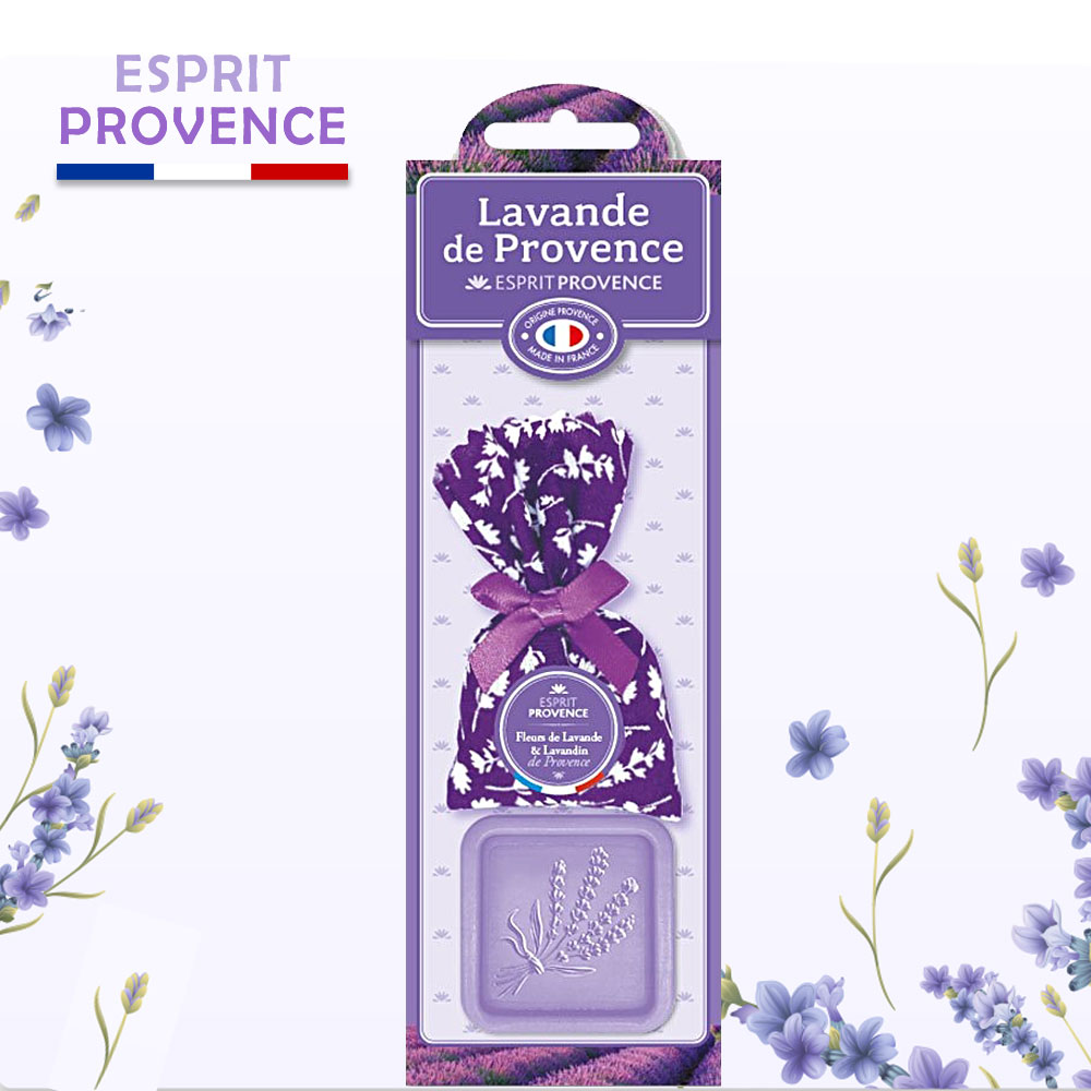 法國ESPRIT PROVENCE薰衣草香包+25g薰衣草皂組合(深紫薰衣草花)