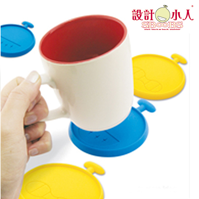 【設計小人】叫小人靠杯杯墊-2入(藍/黃)
