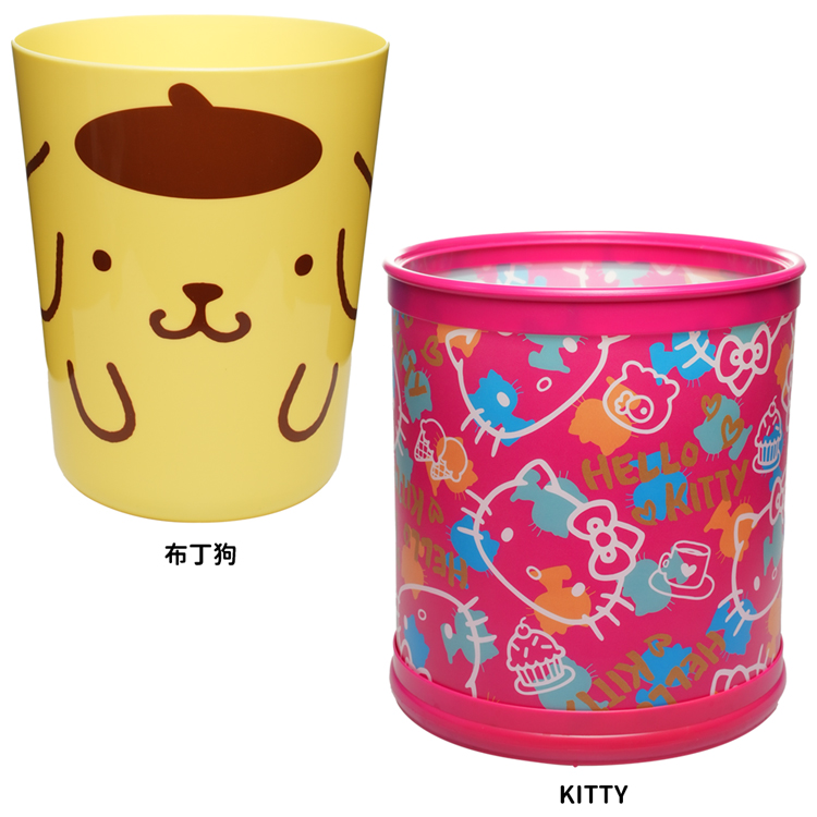 日本進口HELLO KITTY凱蒂貓布丁狗置物筒收納筒垃圾桶 483237【小品館】