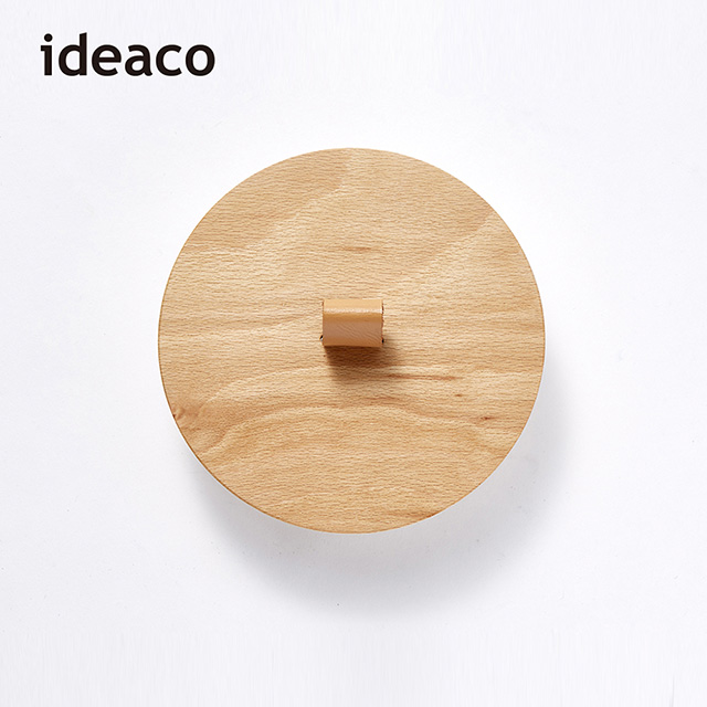 【日本IDEACO】圓形家用垃圾桶11.4L專用原木蓋-附真皮把手(TUBELOR HOMME系列專用)