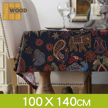 【品樂．Wood】民族風大象棉麻桌布瑪雅個性桌布(100*140cm)