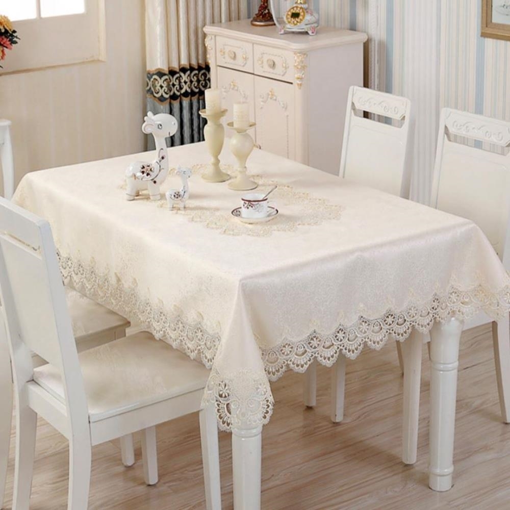 歐式蕾絲貢緞提花防油餐桌巾桌布130*180cm6人桌亮黃色