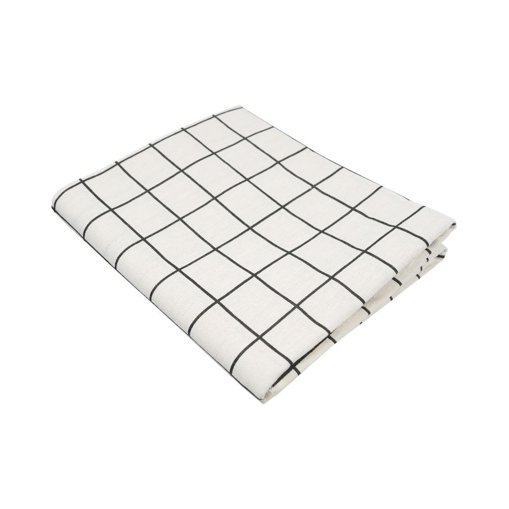 北歐棉麻桌巾桌布-白格子145x230