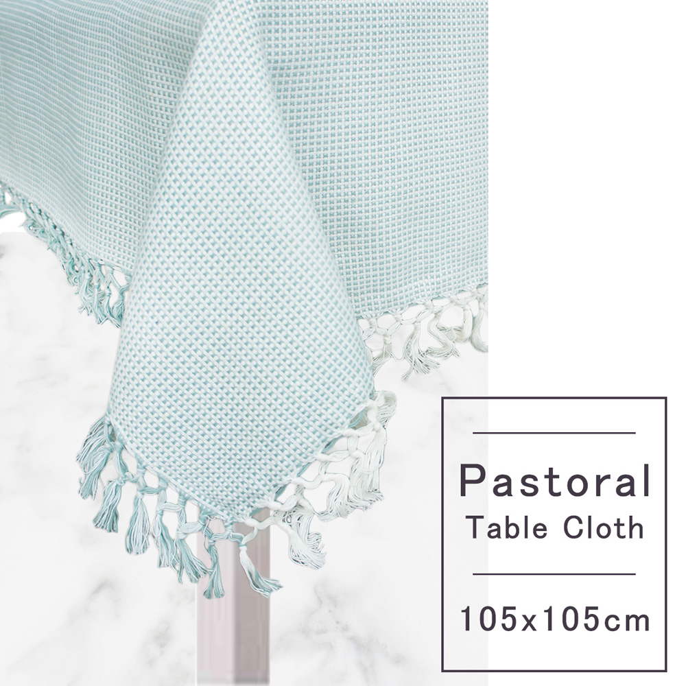 Pastoral 純棉桌巾 (105X105cm) (細格淺藍)