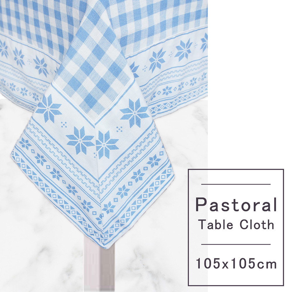Pastoral 純棉桌巾 (105X105cm) (花邊藍)