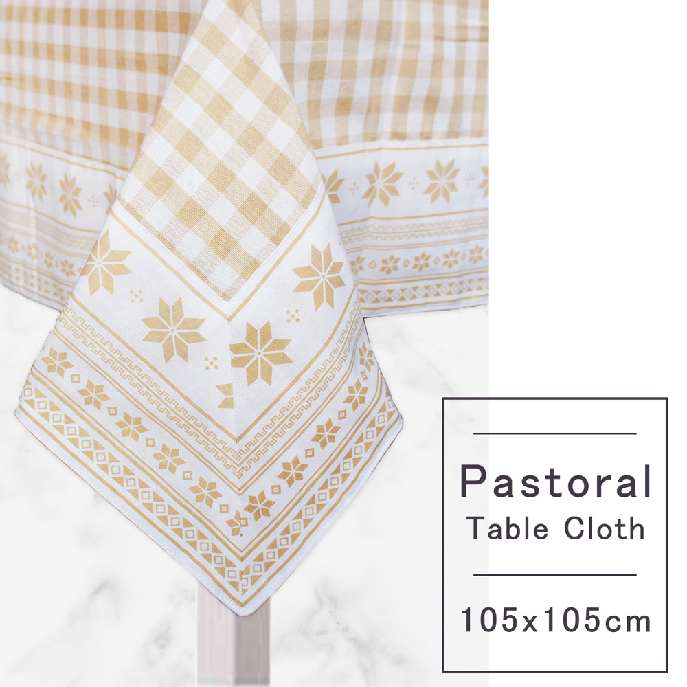 Pastoral 純棉桌巾 (105X105cm) (花邊卡其)