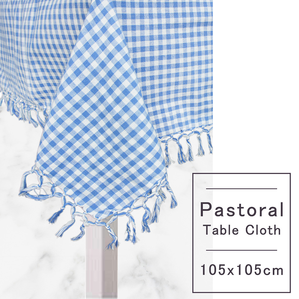 Pastoral 純棉桌巾 (105X105cm) (格子藍)