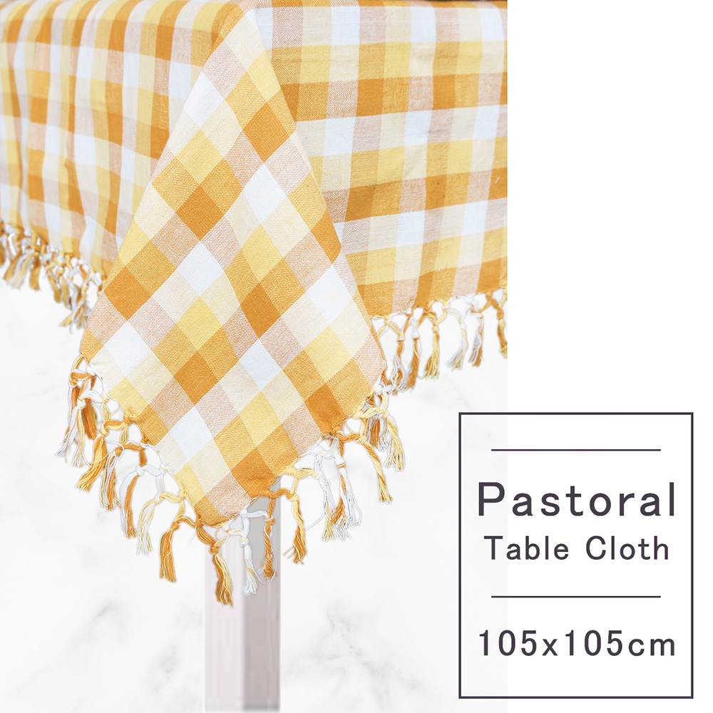 Pastoral 純棉桌巾 (105X105cm) (格子橘)