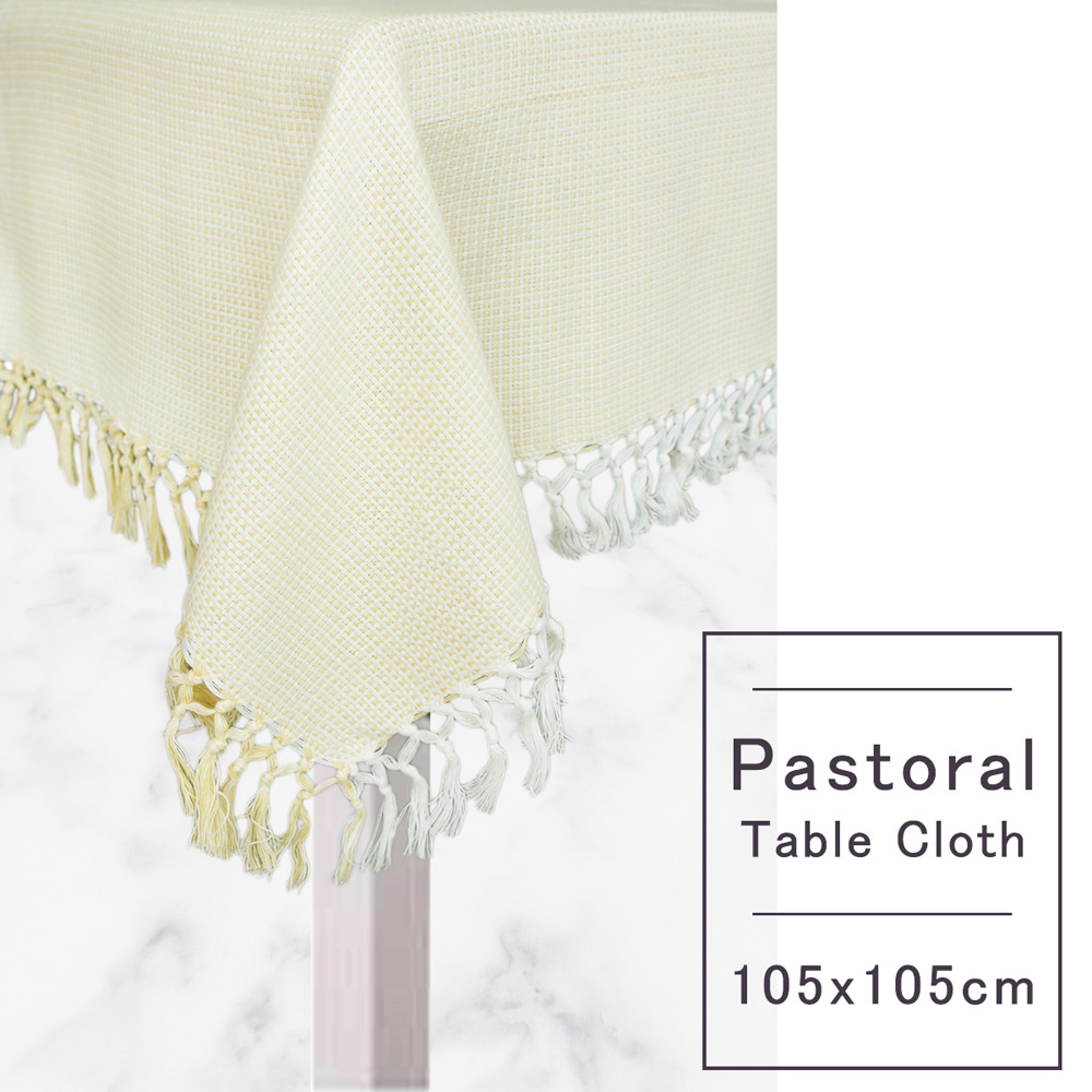 Pastoral 純棉桌巾 (105X105cm) (細格淺黃)