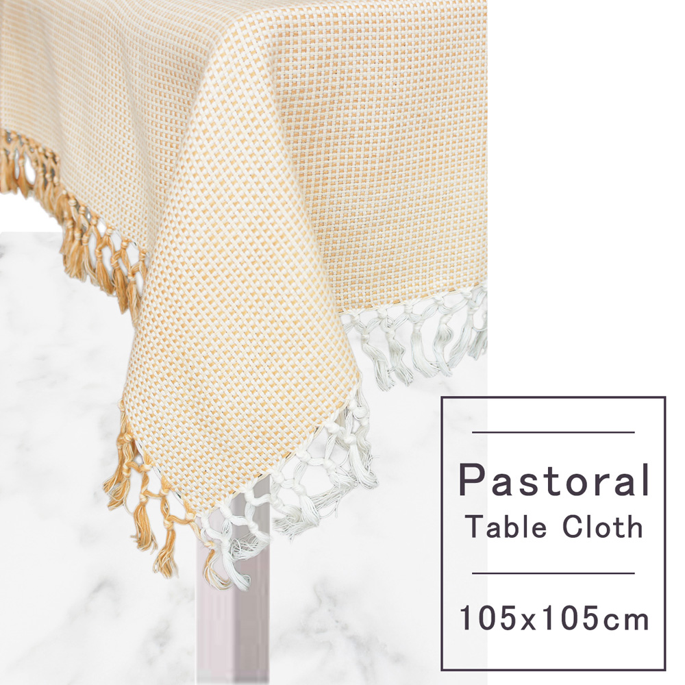 Pastoral 純棉桌巾 (105X105cm) (細格粉橘)