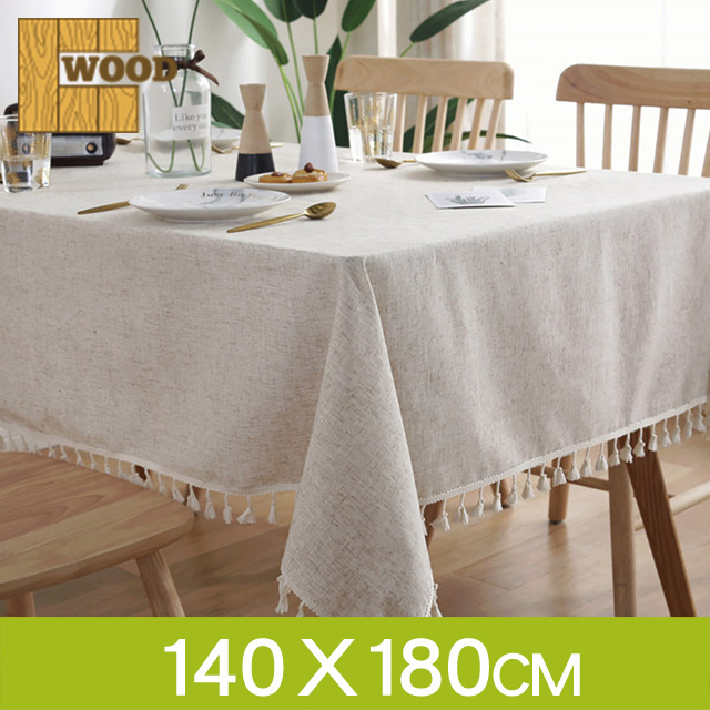 【品樂．Wood】北歐簡約竹節麻流蘇桌布桌巾(140*180cm)