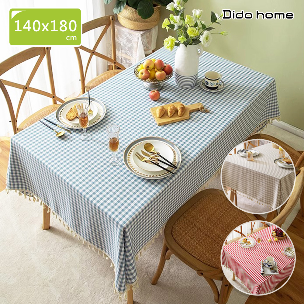 【Dido home】小清新 田園風流蘇格紋印花桌巾(HM314)