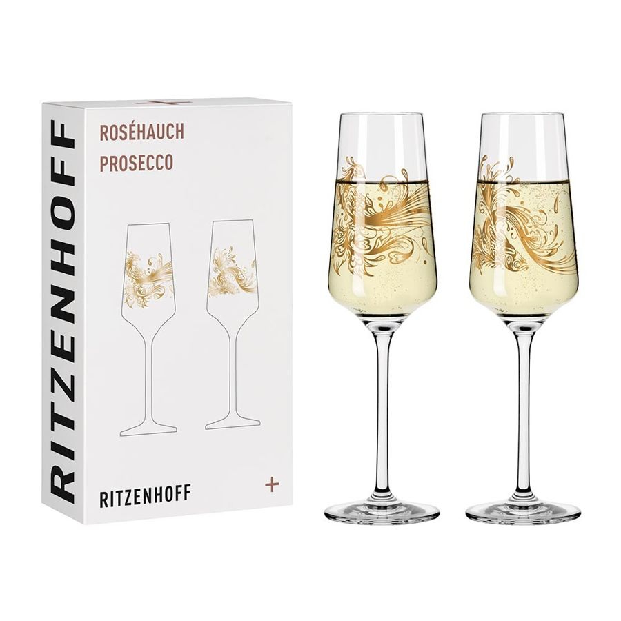 【WUZ屋子】德國 RITZENHOFF+ 輕柔相遇香檳氣泡酒對杯-孔雀與錦鯉 (1組2入)