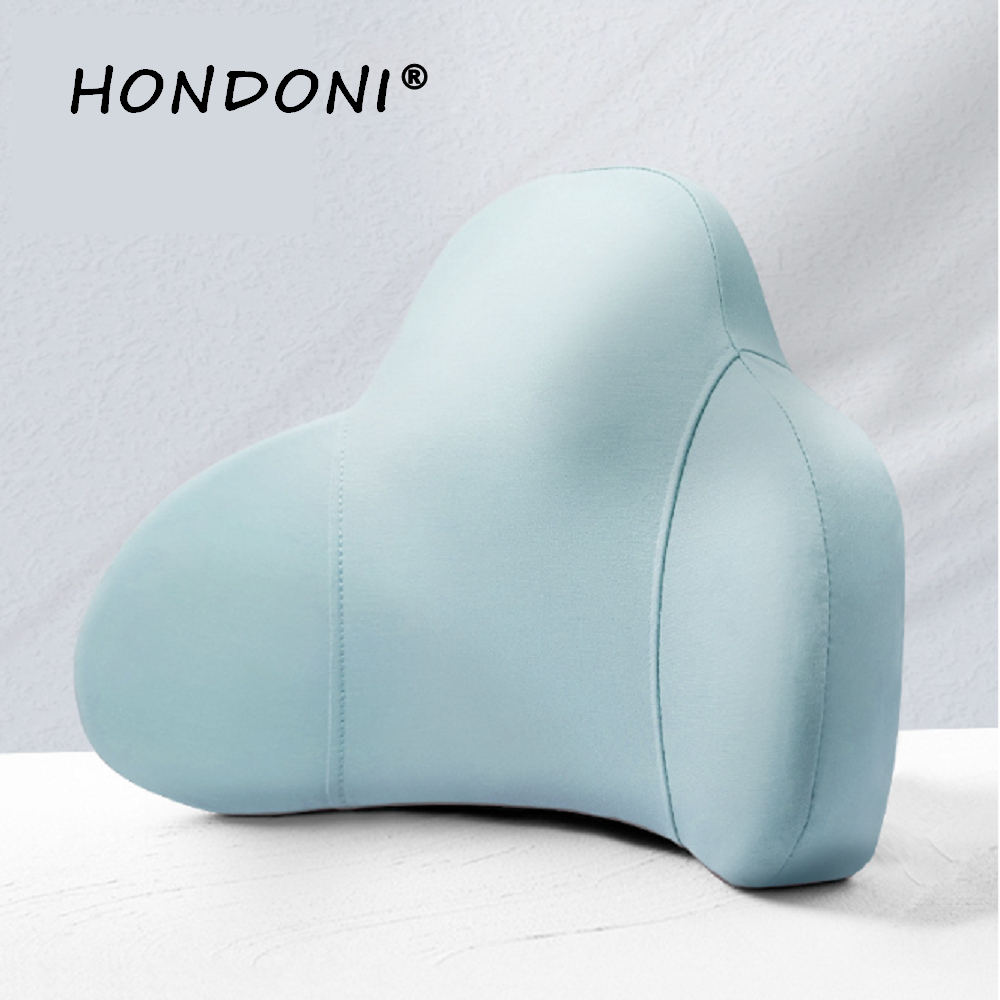 HONDONI 新款5D護腰靠墊 記憶居家汽車舒壓腰靠墊 (透氣舒爽天空藍)