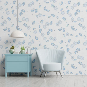 優質防水防污居家布置裝飾壁貼|印花-輕藍花雨