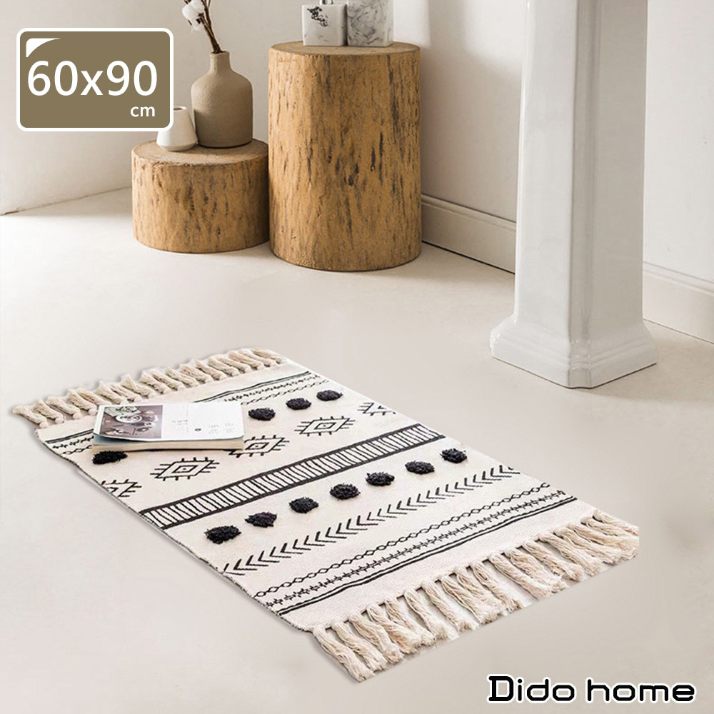 【Dido home】復古立體棉麻地墊 地毯門墊腳踏墊 圓點(HM032)