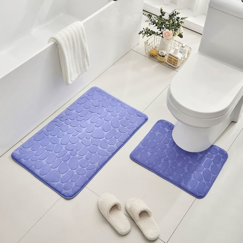 珊瑚絨馬桶浴室地墊2件組U型40*50+40*60cm2色可選