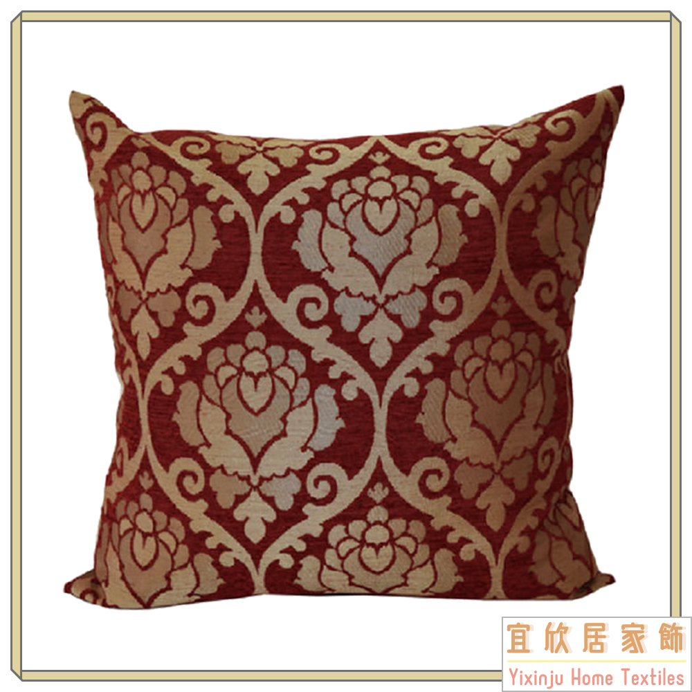 歐式宮殿花-客廳沙發絨布抱枕(金/紅)50cm*50cm/腰枕/午安枕/枕套含枕芯2入/臺灣製MIT【宜欣居傢飾】