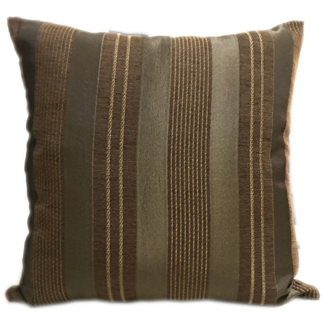 條紋咖-客廳沙發絨布抱枕(咖)50cm*50cm/腰枕/午安枕/枕套含枕芯2入/臺灣製MIT【宜欣居傢飾】