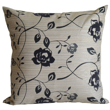 愛戀薔薇-客廳沙發絨布抱枕(灰藍)45cm*45cm/靠枕/腰枕/午安枕/枕套含枕芯2入/臺灣製MIT【宜欣居傢飾】