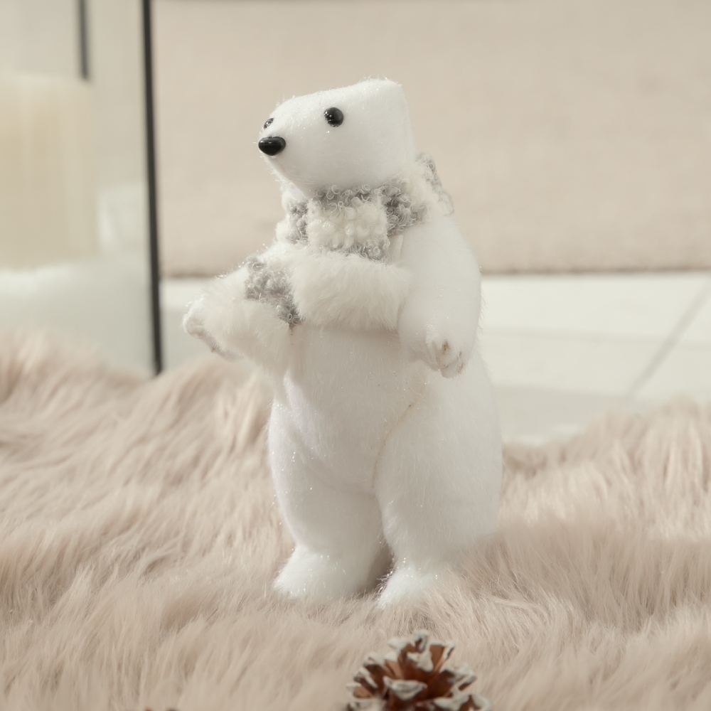 【YU Living】北歐風聖誕小熊擺飾 裝飾品 擺件(白色)