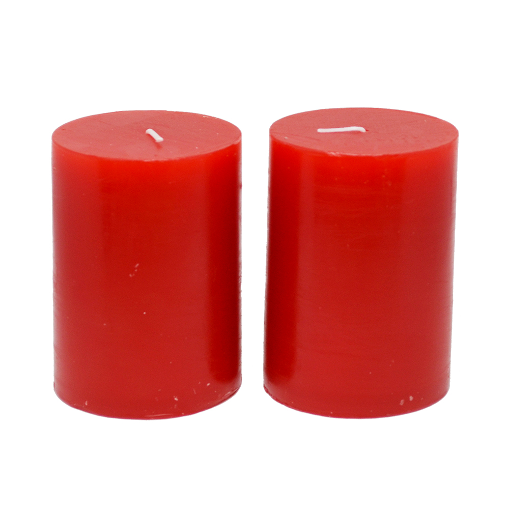 【YU Living】歐式經典紅色柱蠟 圓柱蠟燭二件組 (350g,小)