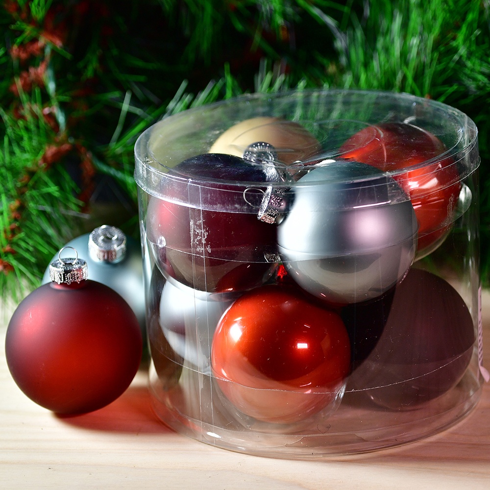 【YU Living】玻璃聖誕裝飾球八件組 聖誕樹吊飾 擺飾 掛件(藍綠)