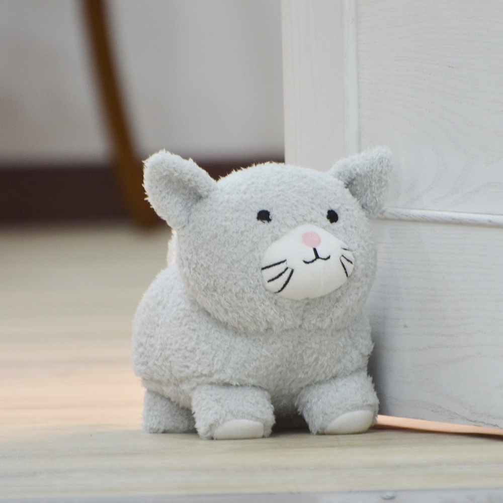 【YU Living】貓咪動物造型門擋 居家裝飾 擺件(灰色)