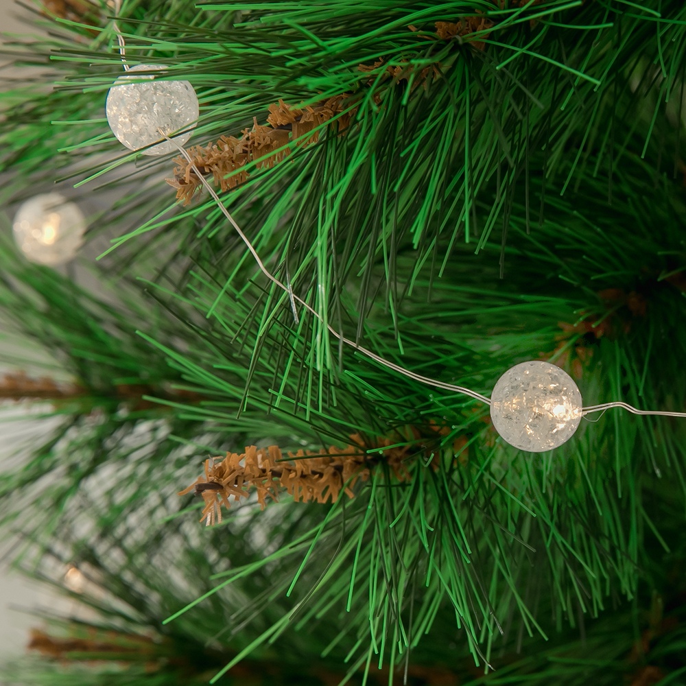 【YU Living】LED透明碎珠裝飾聖誕燈串 裝飾燈串 長220cm(透明色/暖黃光)