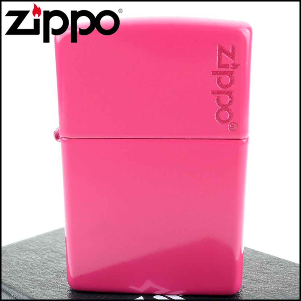 【ZIPPO】美系~Frequency Hot Pink-桃紅色烤漆-LOGO字樣打火機