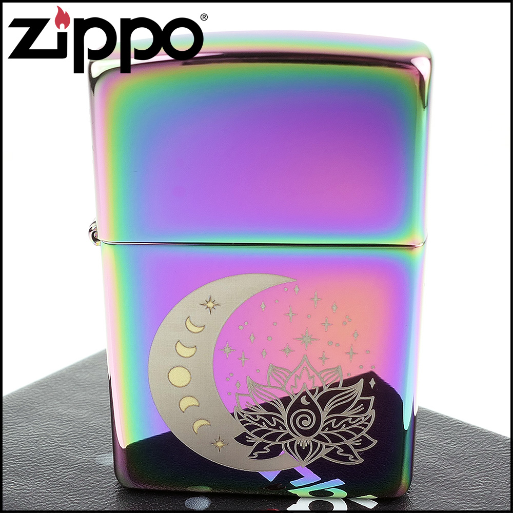 【ZIPPO】美系~Spiritual Design-月亮星星蓮花圖案打火機