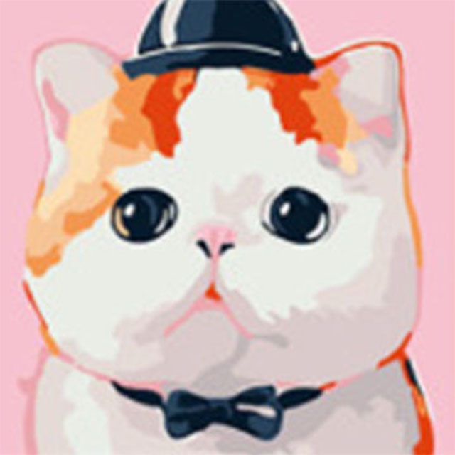 輕鬆簡單玩樂趣★可愛創意親子同樂DIY數字油畫-帽子貓貓