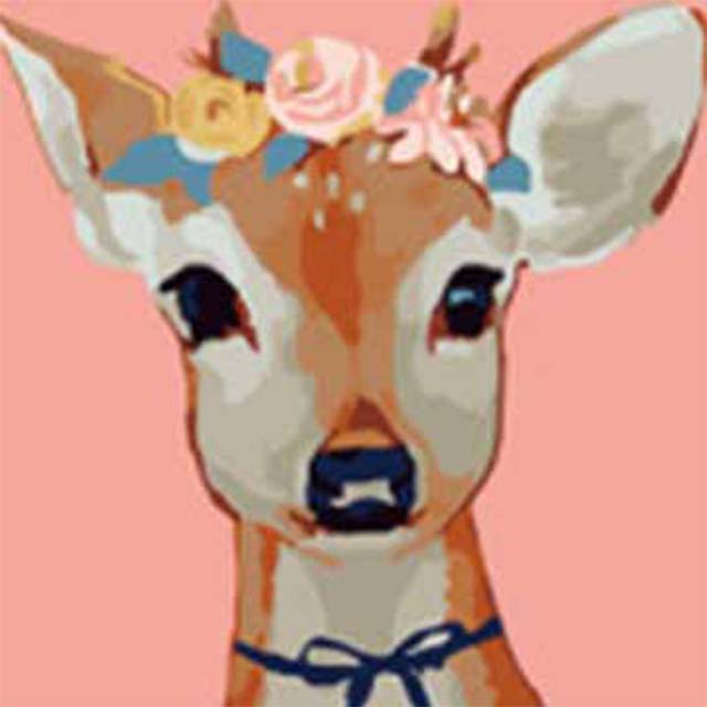 可愛創意親子同樂DIY數字油畫-花花與鹿