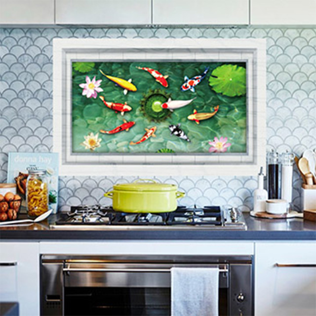 《Stylelife》3D立體牆貼-碧綠鯉魚塘