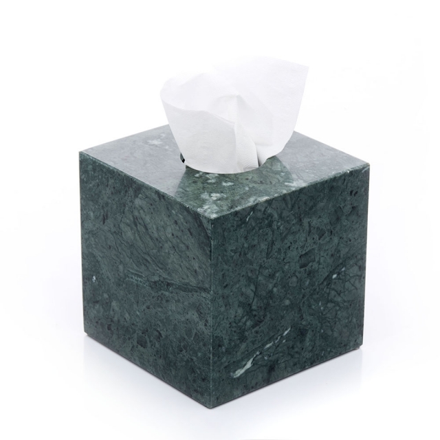 自然奢華-印度綠大理石正方形紙巾盒