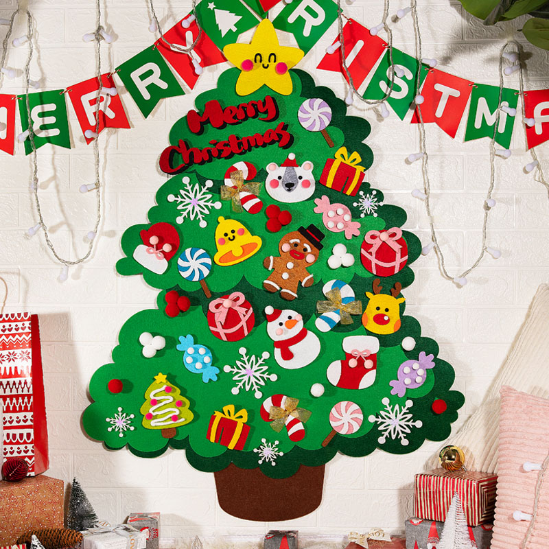【高質感】聖誕樹 不織布聖誕樹DIY 掛牆平面聖誕樹