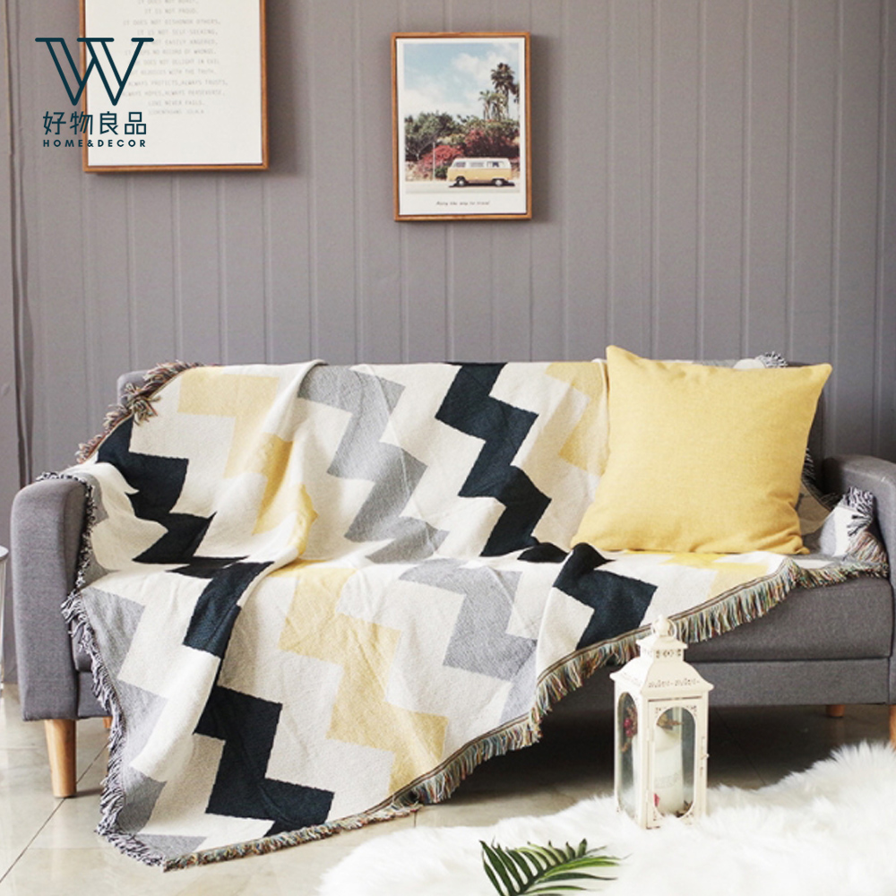 【好物良品】INS家居風格雙面地墊針織沙發蓋毯-130x160cm《大波浪》