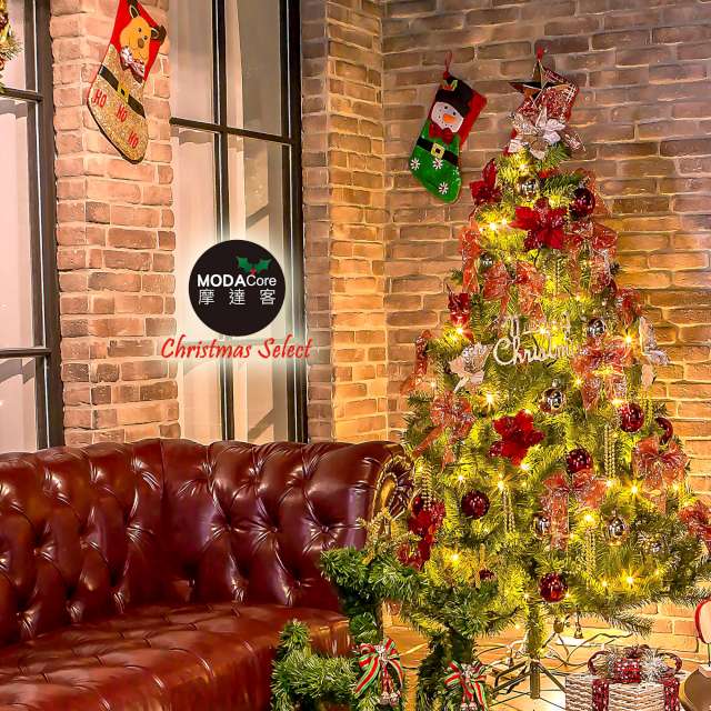 摩達客耶誕-台製6尺(180cm)高規特豪華版綠聖誕樹+絕美聖誕花蝴蝶結系配件+100燈LED燈暖白光*2