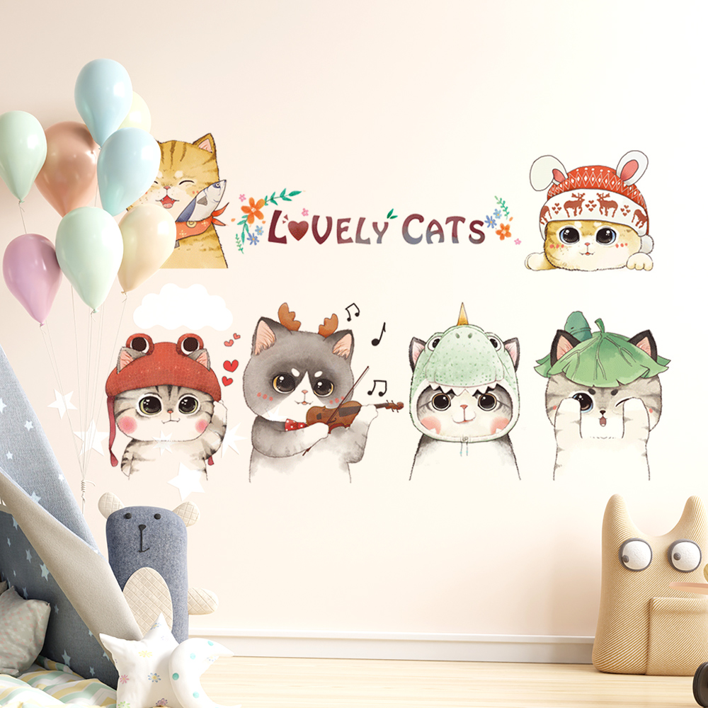 【半島良品】 DIY無痕創意牆貼/壁貼-表演貓貓