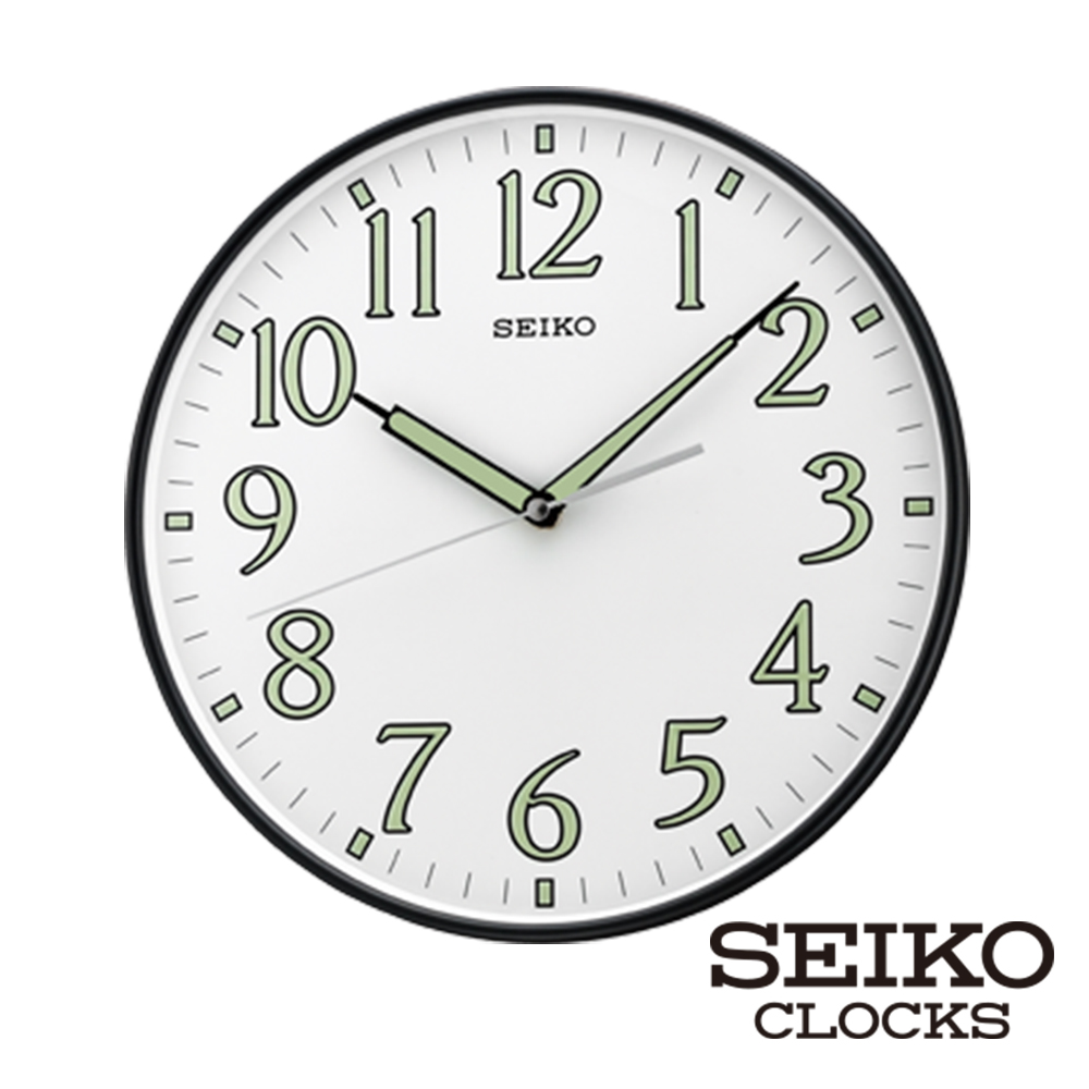 【SEIKO 精工】夜光數字指針靜音掛鐘時鐘(QXA521K)