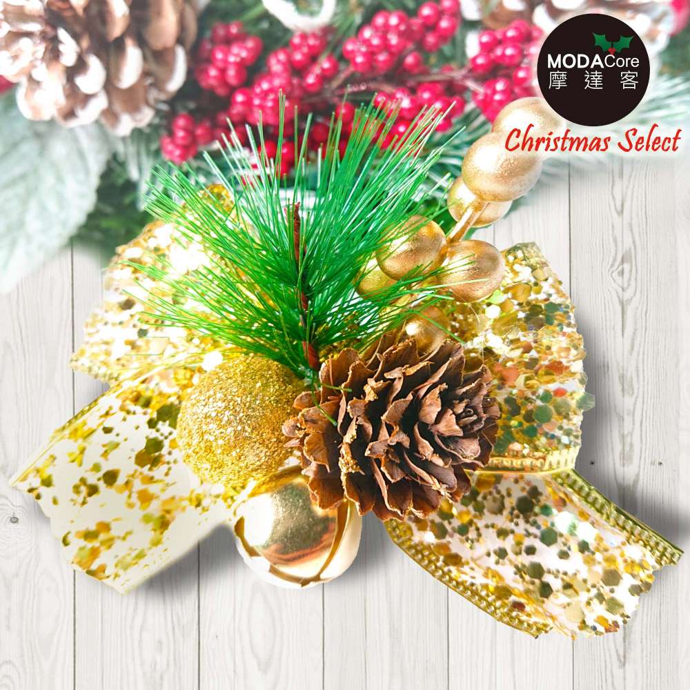 摩達客-9cm聖誕派對裝飾金色蝴蝶結六入組-禮物包裝適用