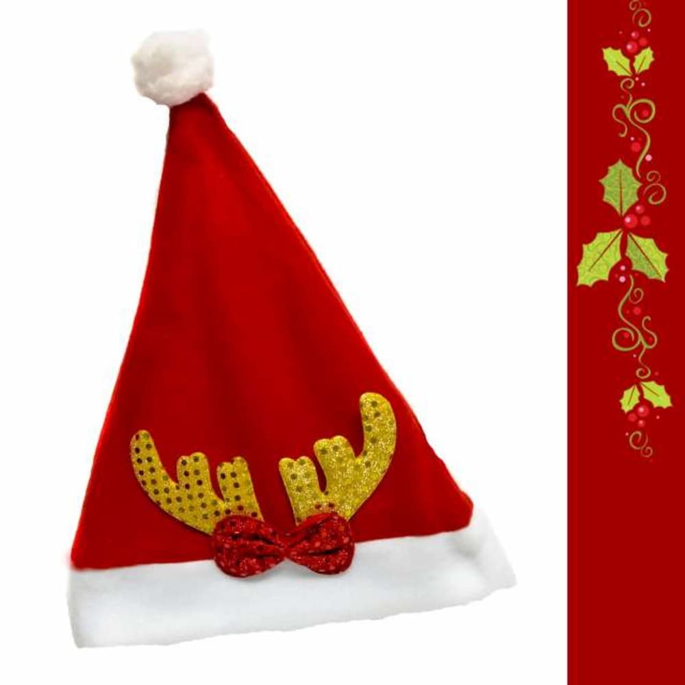 摩達客耶誕派對-小金亮片鹿角蝴蝶結聖誕帽
