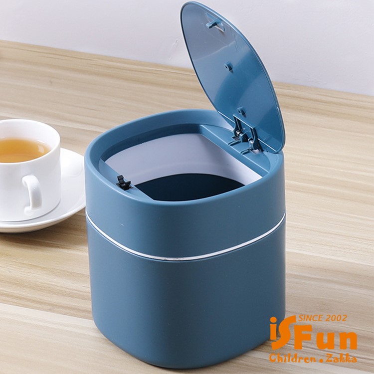 【iSFun】彈蓋圓桶＊北歐極簡桌面收納垃圾桶/2色可選