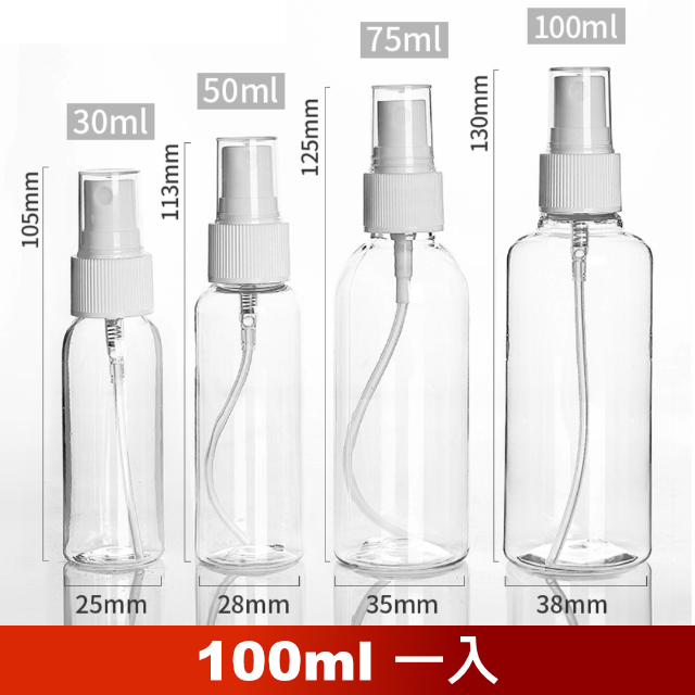 【荷生活】PET材質透明小噴瓶 防疫酒精消毒水分裝瓶-100ML一入