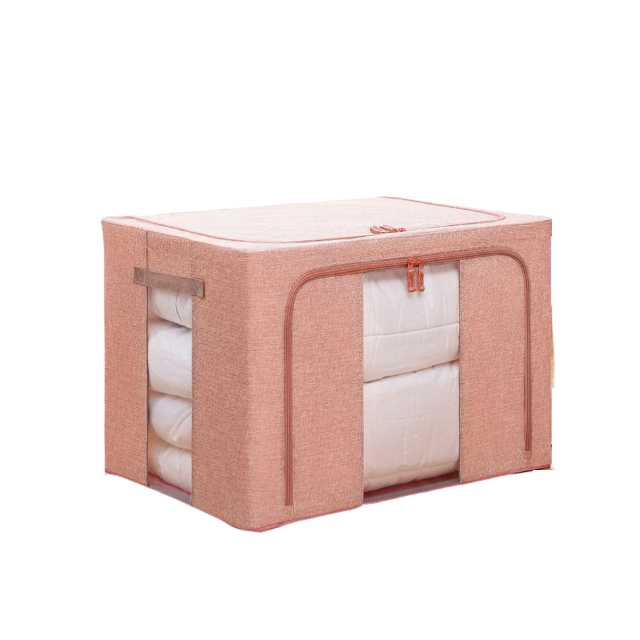 【BeOK】和風棉麻衣物棉被收納整理箱 100L-1入-粉色