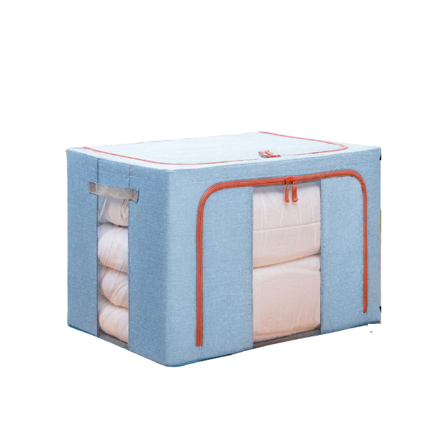 【BeOK】和風棉麻衣物棉被收納整理箱 100L-1入-藍色
