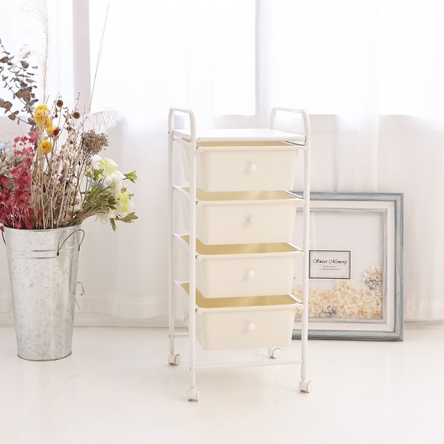 【ikloo】可移式四層純白抽屜收納箱/收納盒