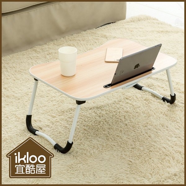 【ikloo】簡約多功能摺疊電腦桌(木紋)
