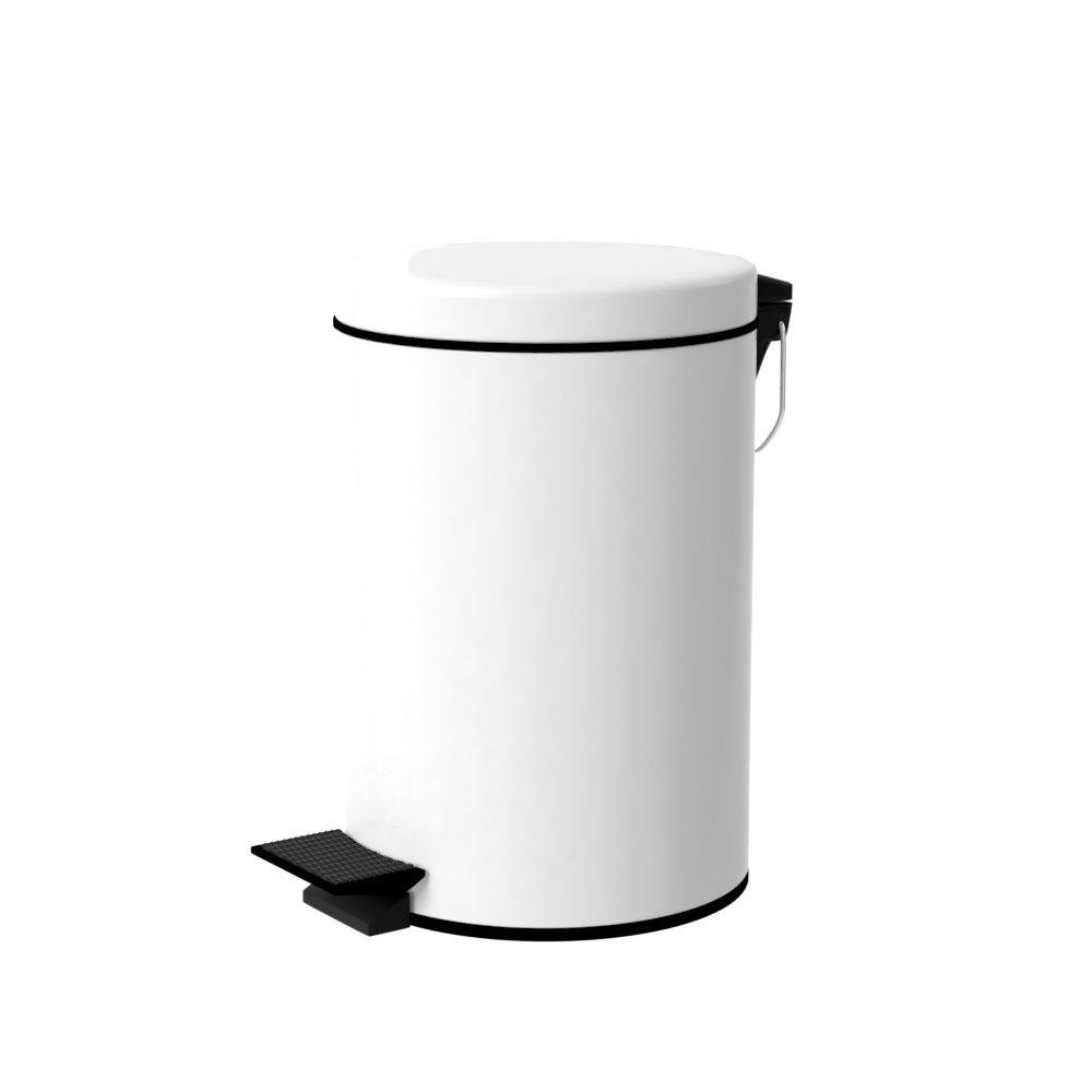 TRENY 加厚 緩降 不鏽鋼垃圾桶 8L (白)