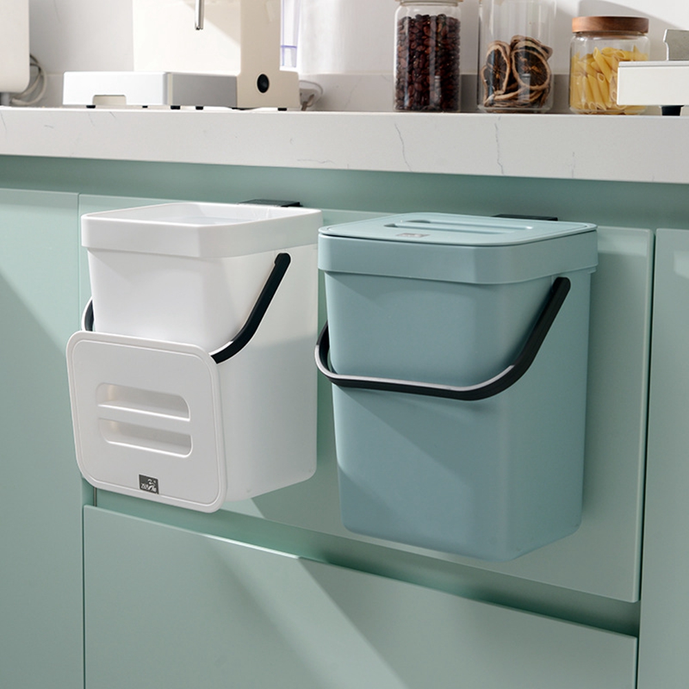 KOTI 日安生活 北歐風廚房浴室地板+掛壁式兩用收納垃圾桶7L